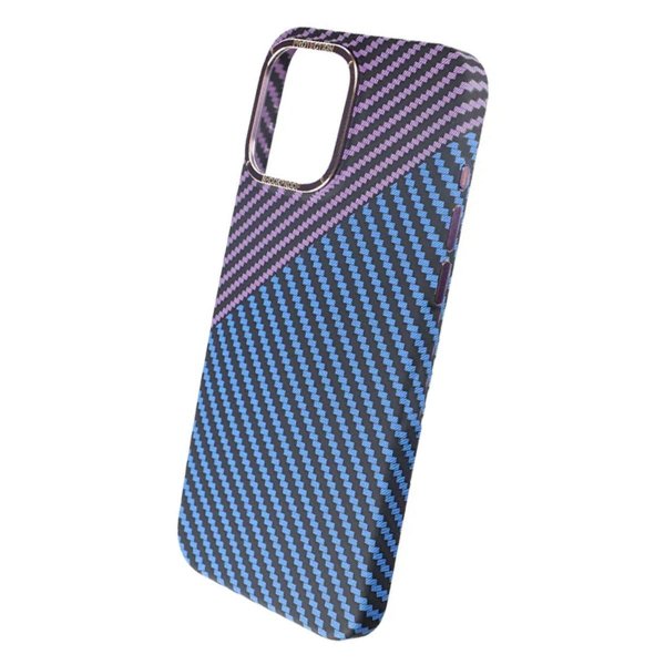 iPhone 15 Pro Max Kuori Hiilikuitukuvio Sininen Violetti