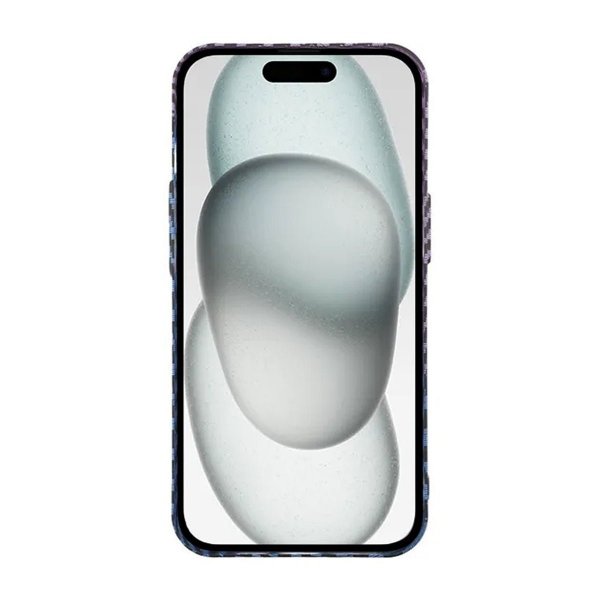 iPhone 15 Pro Max Kuori Hiilikuitukuvio Sininen Violetti
