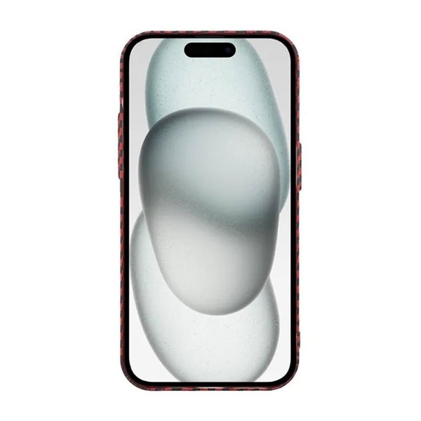iPhone 15 Pro Max Kuori Hiilikuitukuvio Punainen