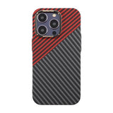 iPhone 15 Pro Max Kuori Hiilikuitukuvio Musta Punainen