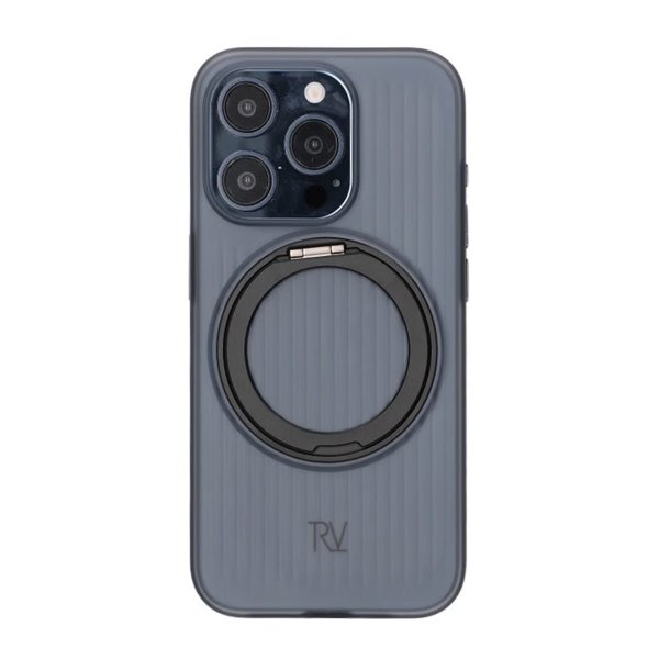 Rvelon iPhone 15 Pro Max -suojakuori, jossa kääntyvä MagSafe-jalusta, musta