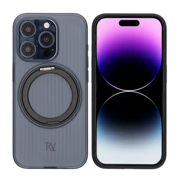 Rvelon iPhone 15 Pro Max -suojakuori, jossa kääntyvä MagSafe-jalusta, musta