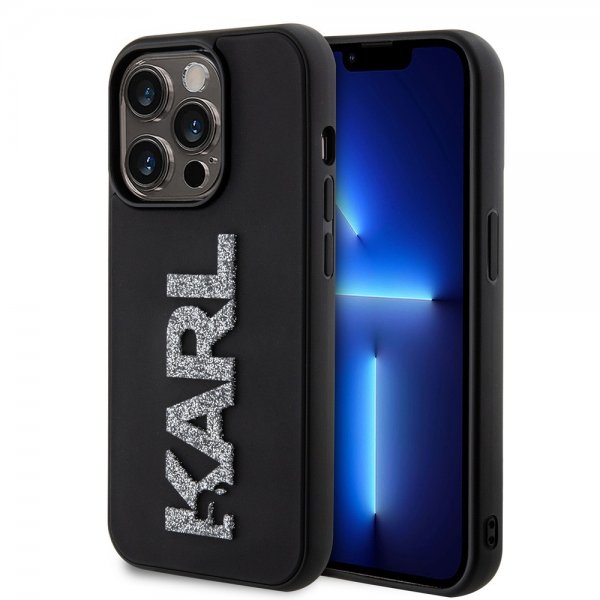 Karl Lagerfeld iPhone 15 Pro Max Kuori 3D Rubber Karl Musta