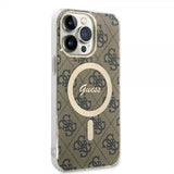 Guess iPhone 15 Pro Max Kuori 4G Pattern MagSafe Ruskea