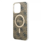 Guess iPhone 15 Pro Max Kuori 4G Pattern MagSafe Ruskea