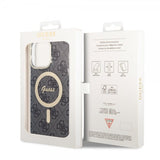 Guess iPhone 15 Pro Max Kuori 4G Pattern MagSafe Musta