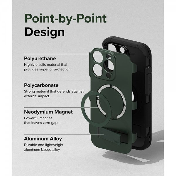 Ringke iPhone 15 Pro Max -suojakuori Alless MagSafe, tummanvihreä