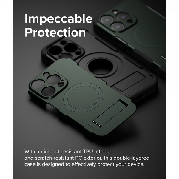 Ringke iPhone 15 Pro Max -suojakuori Alless MagSafe, tummanvihreä
