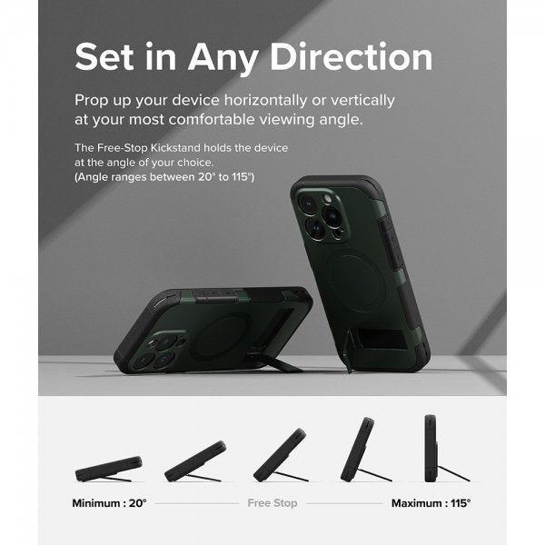 Ringke iPhone 15 Pro Max -suojakuori Alless MagSafe, tummanvihreä