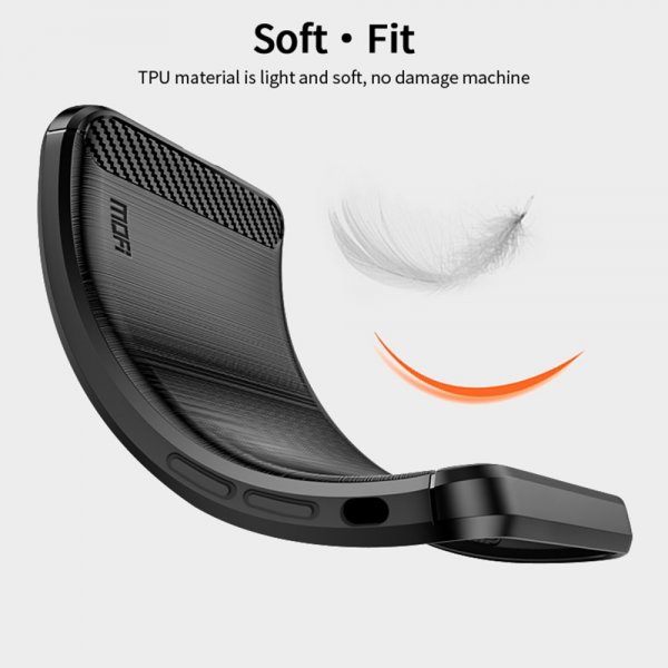 Mofi iPhone 15 Pro Max -kuori harjatulla hiilikuitutekstuurilla, sininen