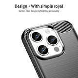 Mofi iPhone 15 Pro Max -kuori harjatulla hiilikuitutekstuurilla, sininen