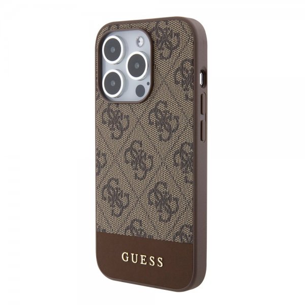 Guess iPhone 15 Pro Max Kuori Bottom Stripe MagSafe Ruskea