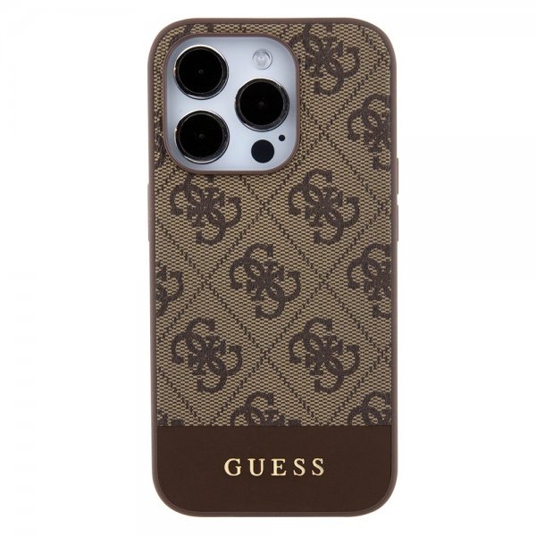 Guess iPhone 15 Pro Max Kuori Bottom Stripe MagSafe Ruskea