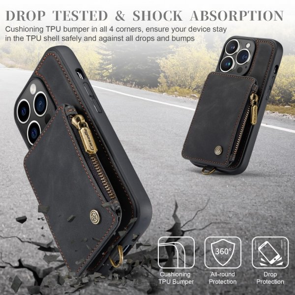 CaseMe iPhone 15 Pro Max -suojakuori, C20 Series, musta