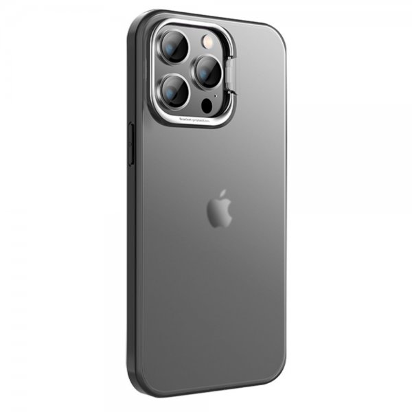 X-Level iPhone 15 Pro Max Kuori Kamerakehys Jalustalla Musta