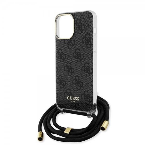 Guess iPhone 15 Pro Max Kuori Crossbody Cord Musta