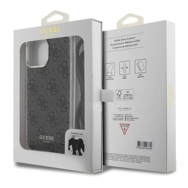 Guess iPhone 15 Pro Max Kuori Crossbody Cord Musta