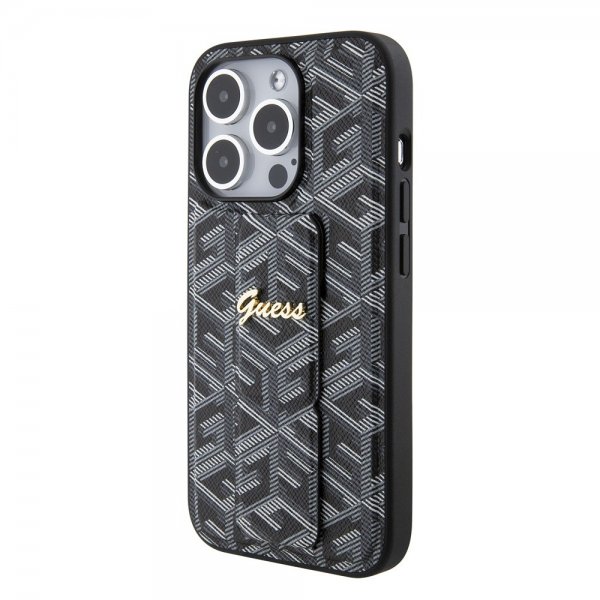 Guess iPhone 15 Pro Max Kuori G Cube Grip Stand Musta