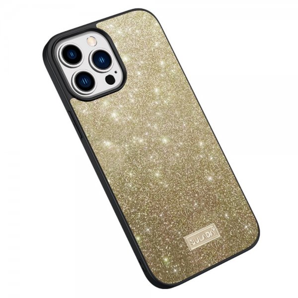 Sulada iPhone 15 Pro Max -kotelo, kimalteleva kulta