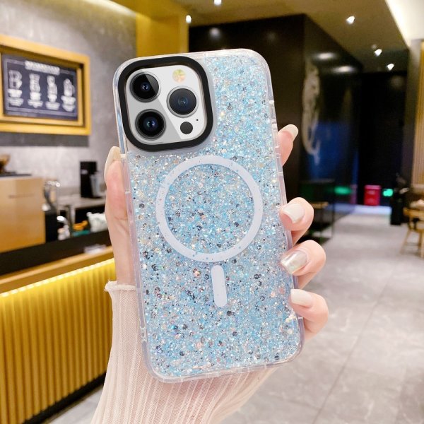 iPhone 15 Pro Max Kuori Glitter MagSafe Sininen