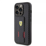 Ferrari iPhone 15 Pro Max Kuori Grip-jalustatoiminnolla Musta