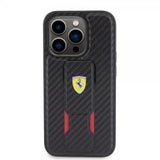 Ferrari iPhone 15 Pro Max Kuori Grip-jalustatoiminnolla Musta