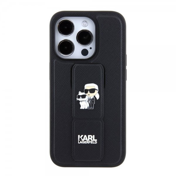 Karl Lagerfeld iPhone 15 Pro Max -suojakuori jalustatoiminnolla, musta