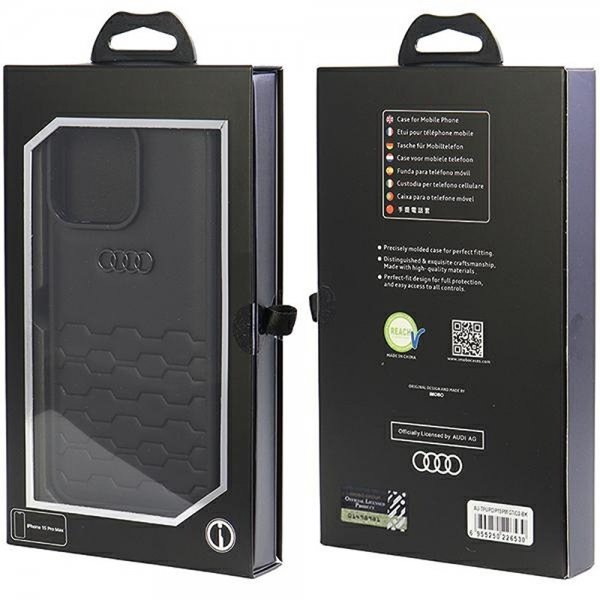 Audi iPhone 15 Pro Max Kuori GT Synteettinen Nahka Musta