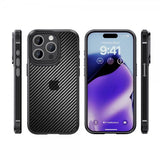 Ipaky iPhone 15 Pro Max -hiilikuitukuvioitu kuori, sininen