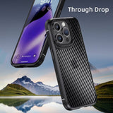 Ipaky iPhone 15 Pro Max -hiilikuitukuvioitu kuori, sininen