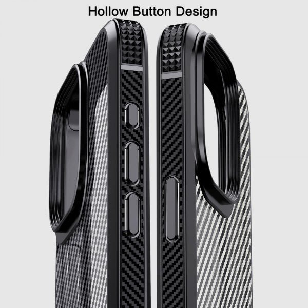 Ipaky iPhone 15 Pro Max -hiilikuitukuvioitu suojakuori, musta