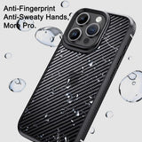 Ipaky iPhone 15 Pro Max -hiilikuitukuvioitu suojakuori, musta