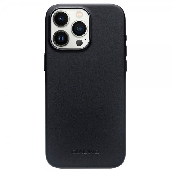 Qialino iPhone 15 Pro Max -tekonahkakuori MagSafe - Musta