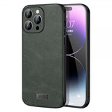 Sulada iPhone 15 Pro Max Kuori, nahkatekstuuri, vihreä