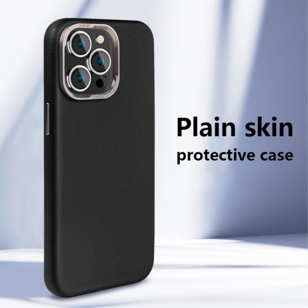X-Level iPhone 15 Pro Max Kuori Nahkarakenne MagSafe Musta