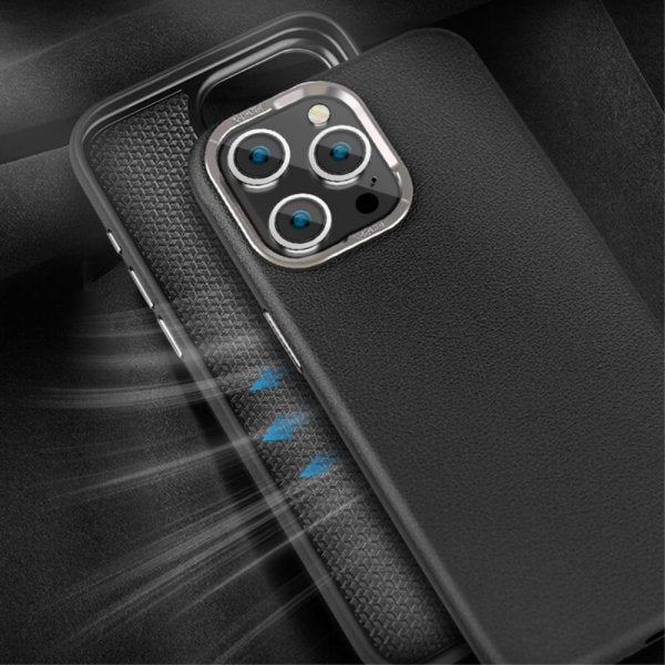 X-Level iPhone 15 Pro Kuori Nahkakuvio MagSafe Musta