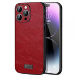 Sulada iPhone 15 Pro Max Kuori, nahkakuvioitu, punainen