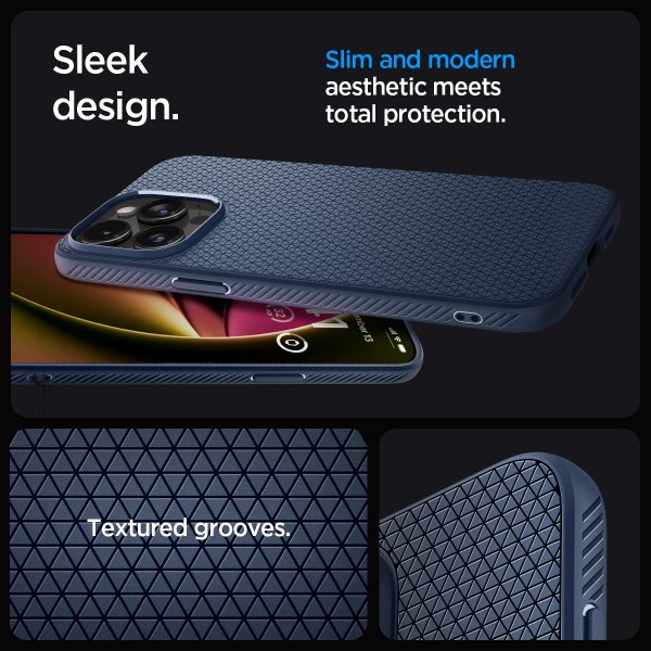 Spigen iPhone 15 Pro Max -suojakuori, Liquid Air, Navy Blue
