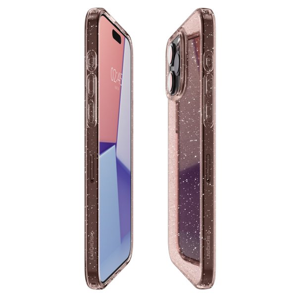 Spigen iPhone 15 Pro Max -suojakuori, Liquid Crystal Glitter Rose Quartz