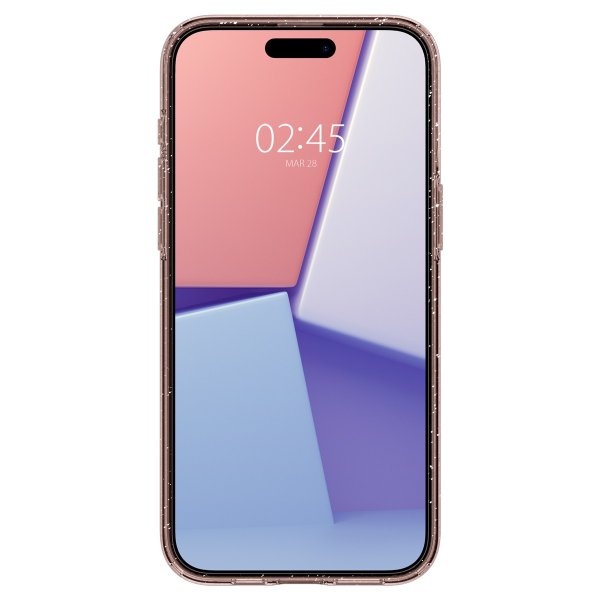 Spigen iPhone 15 Pro Max -suojakuori, Liquid Crystal Glitter Rose Quartz