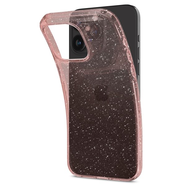 Spigen iPhone 15 Pro Max -suojakuori, Liquid Crystal Glitter Rose Quartz