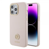 Guess iPhone 15 Pro Max Kuori Liquid Silicone Metal Logo Pink