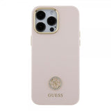 Guess iPhone 15 Pro Max Kuori Liquid Silicone Metal Logo Pink