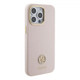 Guess iPhone 15 Pro Max Kuori Liquid Silicone Metal Logo Pink