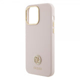 Guess iPhone 15 Pro Max Kuori Liquid Silicone Metal Logo Pink
