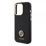 Guess iPhone 15 Pro Max Kuori Liquid Silicone Metal Logo Musta