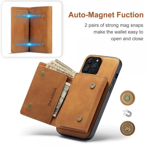 Dg.Ming iPhone 15 Pro Max Suojakuori M1 Series Irrotettava Korttipidike Ruskea