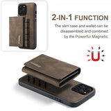 Dg.Ming iPhone 15 Pro Max Kuori M1 Series Irrotettava Korttipidike Kahvi
