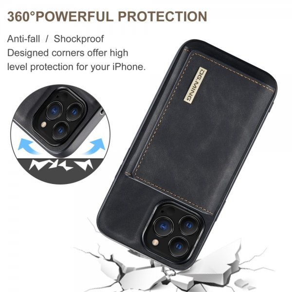 Dg.Ming iPhone 15 Pro Max kuori M1 Series irrotettavalla korttipidikkeellä Musta