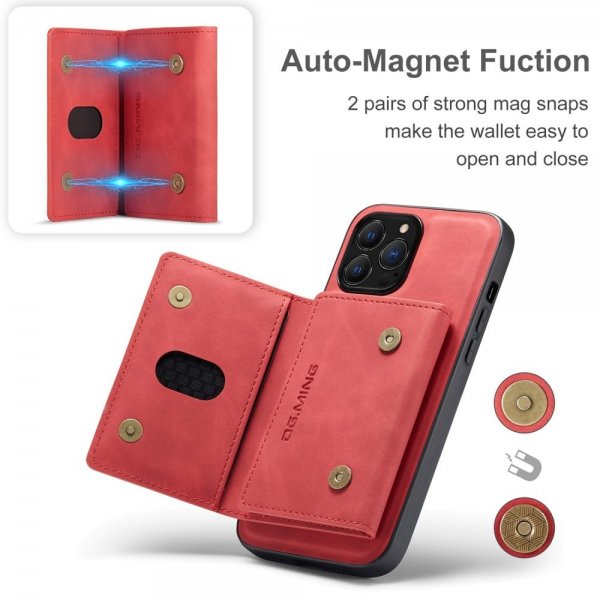 Dg.Ming iPhone 15 Pro Max Kuoret M2-sarjan Irrotettava Korttipidike Punainen
